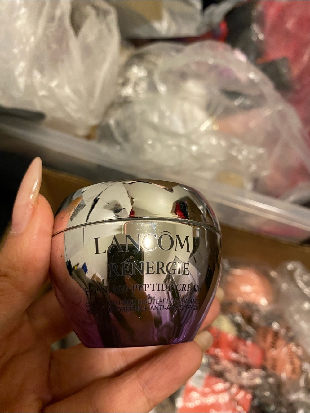 Lancôme Rénergie Peptid Cream - Silver and Purple Jar